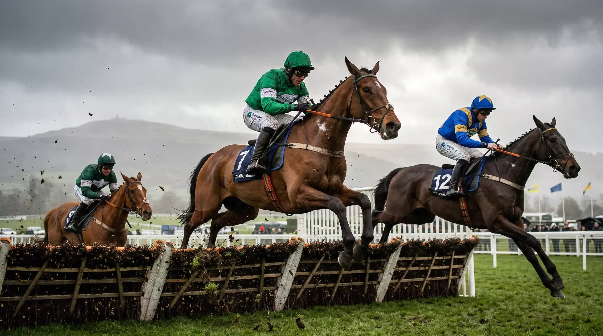 Cheltenham Festival betting guide — horses jumping a hurdle at Prestbury Park on a misty March afternoon