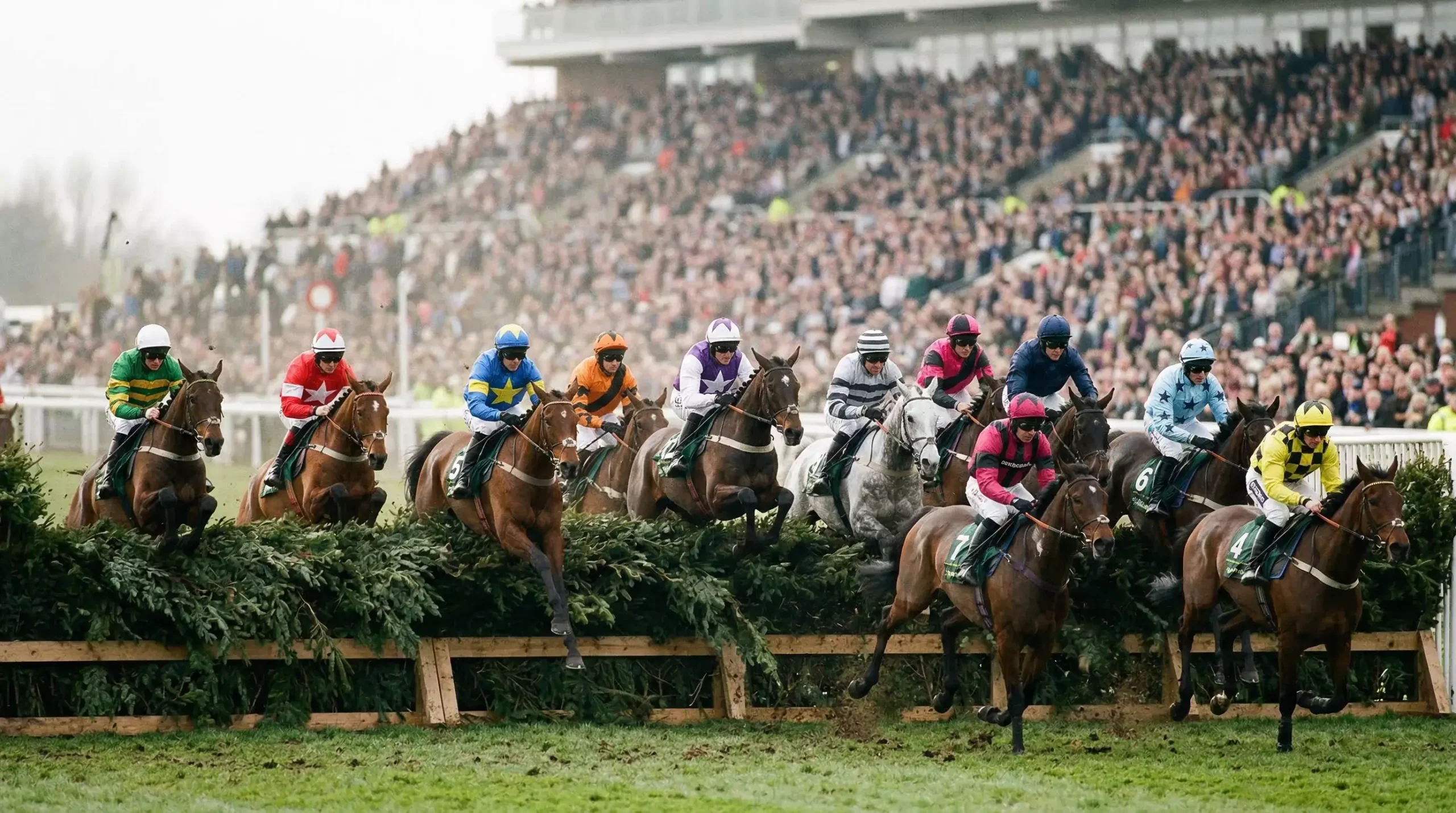 Grand National betting guide — a large field of horses clearing Becher